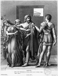Phaedra, Theseus and Hippolytus, illustration from Act III Scene 5 of Phedre by Jean Racine (1639-99), engraved by Raphael Urbain Massard (1775-1843), 1824